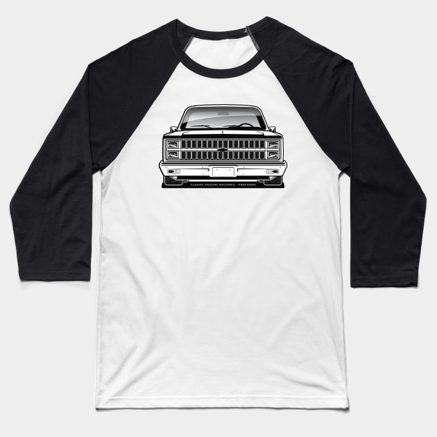 1981-82 Squarebody Chevrolet C10 Blazer Suburban BW Baseball T-Shirt by RBDesigns